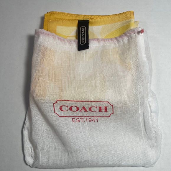 NWOT Coach 100% silk scarf beautiful bright yellow - Picture 9 of 10